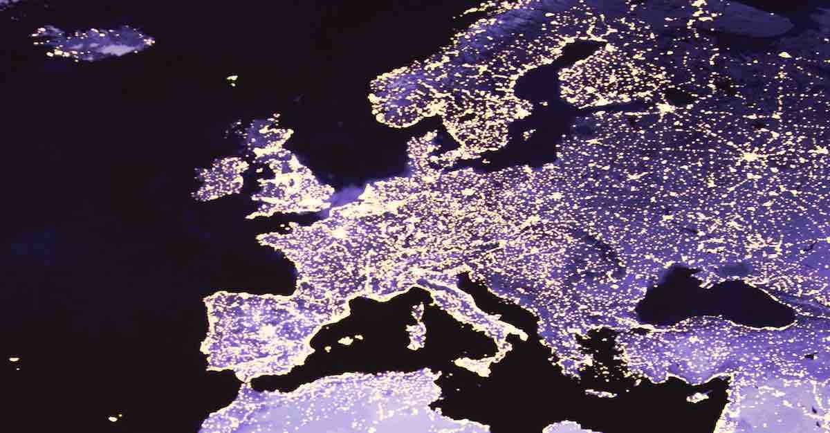 Satellite view of Europe. Nighttime lights. Source: Pixabay